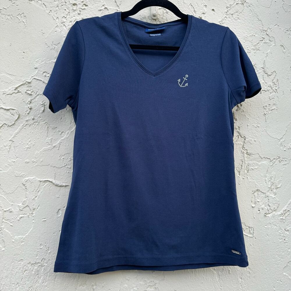Saint James Blue Anchor neck Cotton Tee Size 12